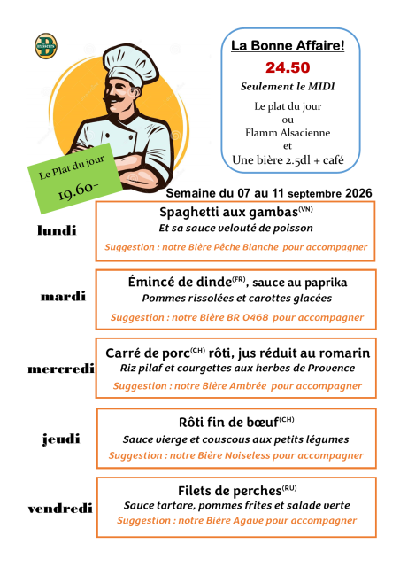 Plats du jour de la semaine